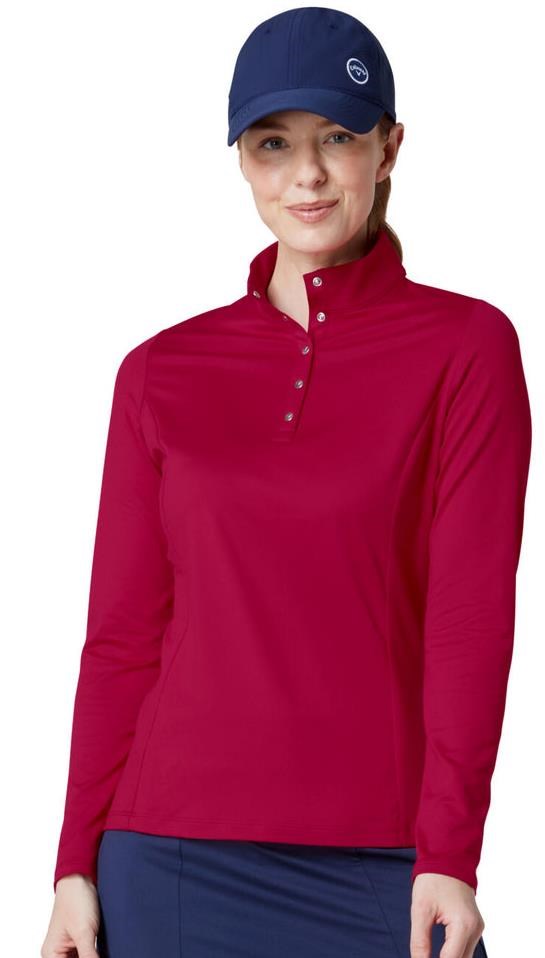 Callaway Thermal Fleece Back Jersey dámské polo s dlouhým rukávem, červené