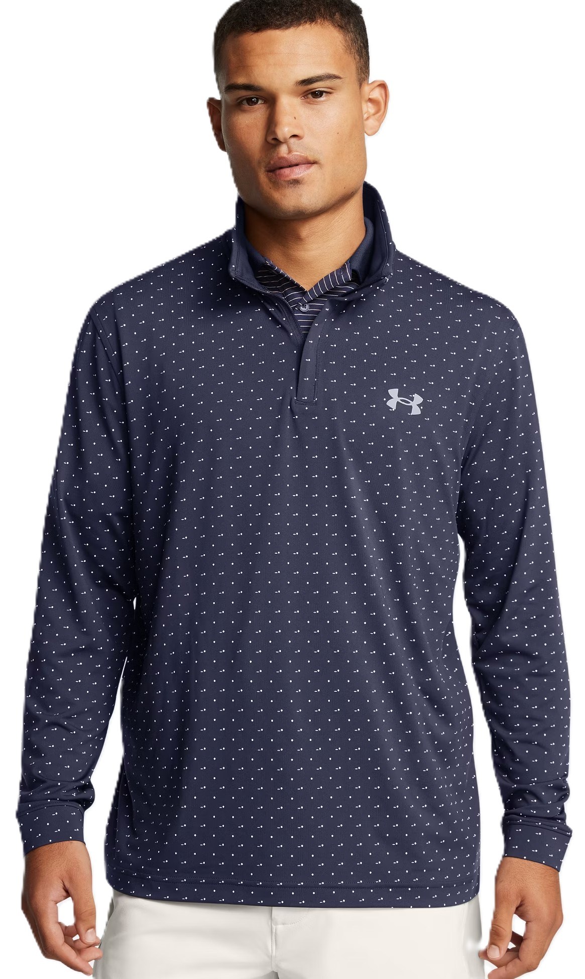 Under Armour Playoff Printed 1/4 Zip pánská mikina, tmavě modro/bílá