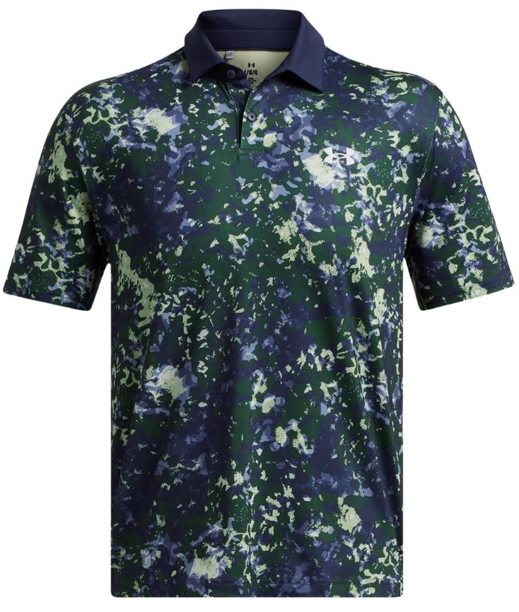Under Armour T2G Printed pánské polo, retro green/midnight navy