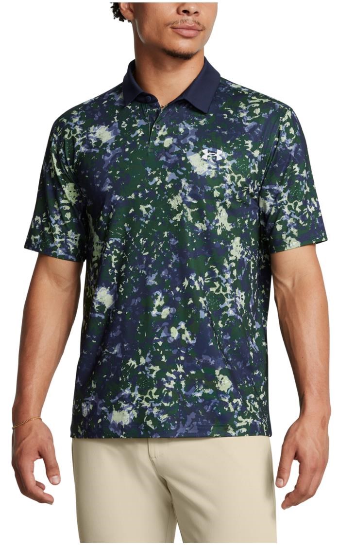 Under Armour T2G Printed pánské polo, retro green/midnight navy
