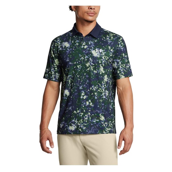 Under Armour T2G Printed pánské polo, retro green/midnight navy