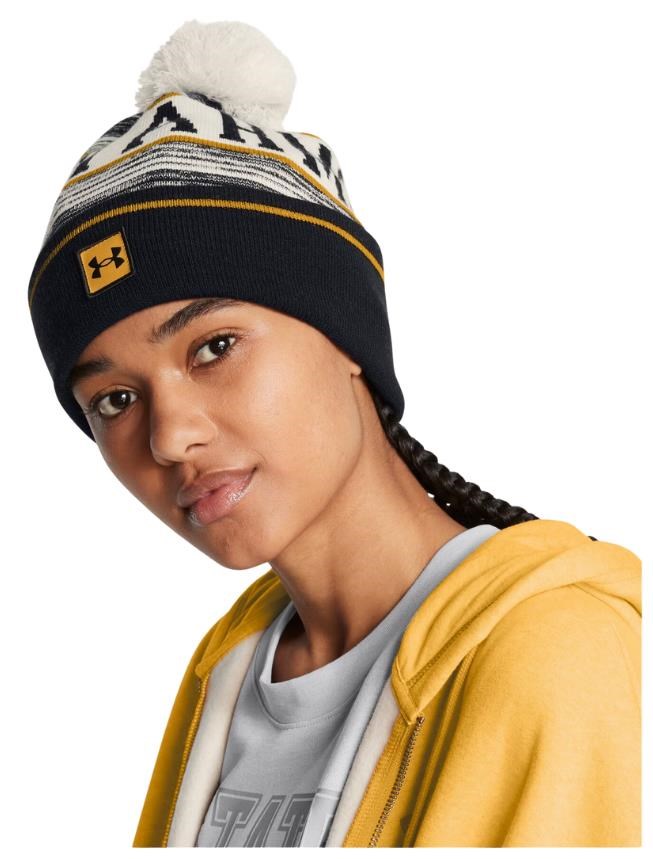 Under Armour Halftime Pom Beanie zimní čepice, summit white/golden yellow