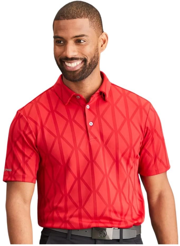 PING Lenny Jacquard pánské polo, červené