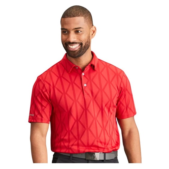 PING Lenny Jacquard pánské polo, červené
