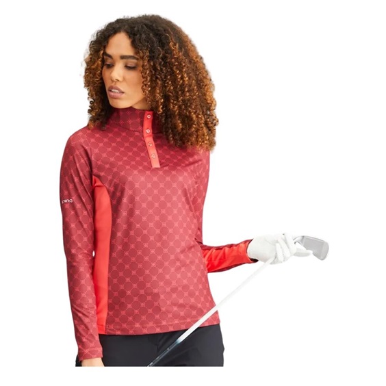 PING Lolette Printed dámská mikina, tibetan red multi/cayenne