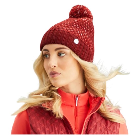 PING Oti Textured Knit Bobble dámská zimní čepice, tibetan red multi
