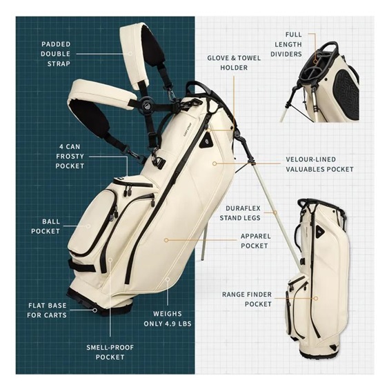 Sunday Golf Ryder S-Class stand bag, cream