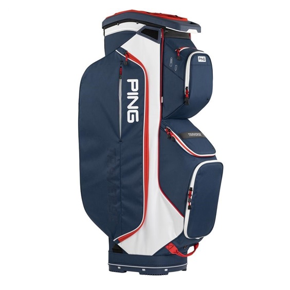 Ping Traverse cart bag, modro/bílo/červený