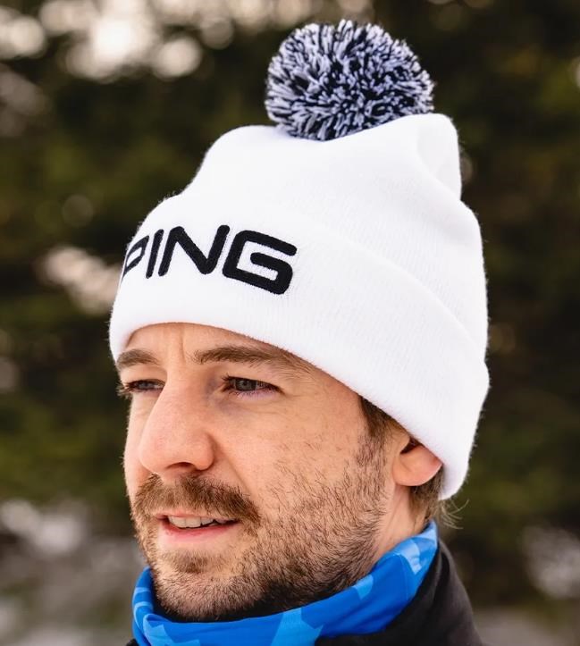 PING Classic Bobble pánská zimní čepice, bílá