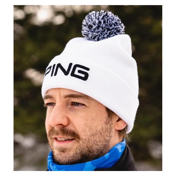 PING Classic Bobble pánská zimní čepice, bílá
