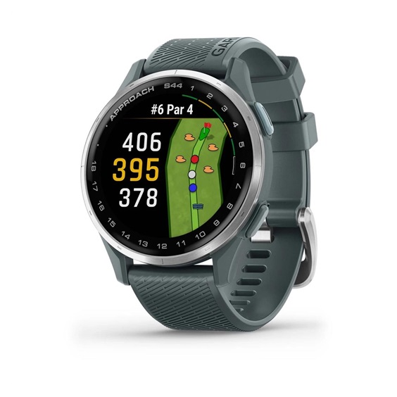 Garmin Approach S44 golfové GPS hodinky, hliníková luneta Silver, silikonový řemínek Twilight