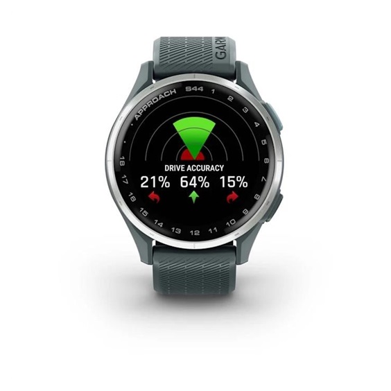 Garmin Approach S44 golfové GPS hodinky, hliníková luneta Silver, silikonový řemínek Twilight