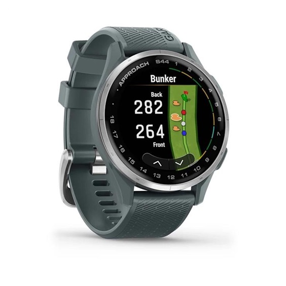 Garmin Approach S44 golfové GPS hodinky, hliníková luneta Silver, silikonový řemínek Twilight