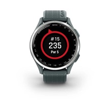 Garmin Approach S44 golfové GPS hodinky, hliníková luneta Silver, silikonový řemínek Twilight