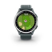 Garmin Approach S44 golfové GPS hodinky, hliníková luneta Silver, silikonový řemínek Twilight