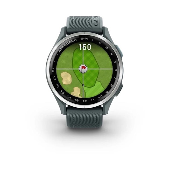 Garmin Approach S44 golfové GPS hodinky, hliníková luneta Silver, silikonový řemínek Twilight