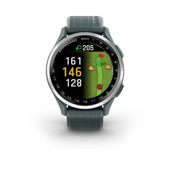 Garmin Approach S44 golfové GPS hodinky, hliníková luneta Silver, silikonový řemínek Twilight