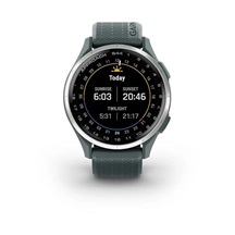 Garmin Approach S44 golfové GPS hodinky, hliníková luneta Silver, silikonový řemínek Twilight