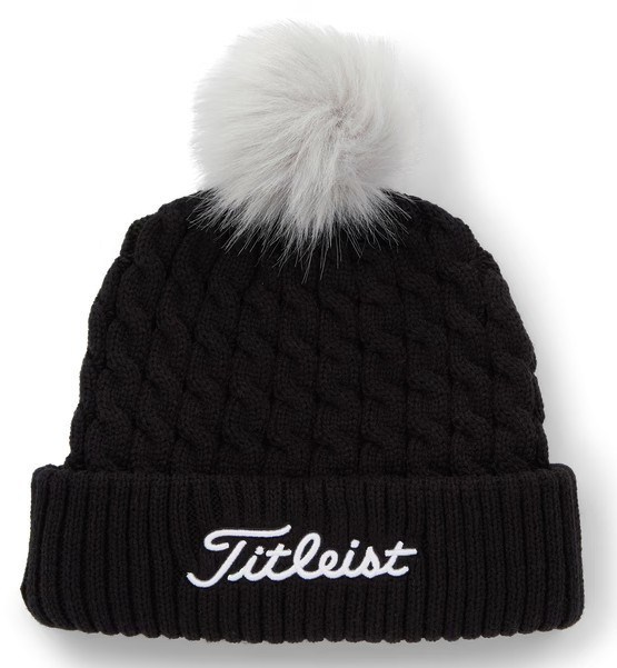Titleist Cable Knit Pom Pom dámská zimní čepice, černá