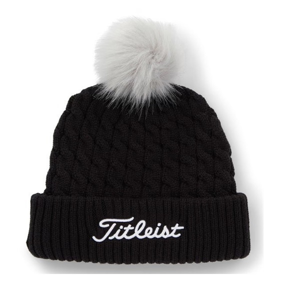 Titleist Cable Knit Pom Pom dámská zimní čepice, černá