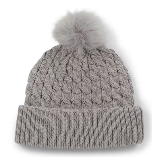 Titleist Cable Knit Pom Pom dámská zimní čepice, šedá