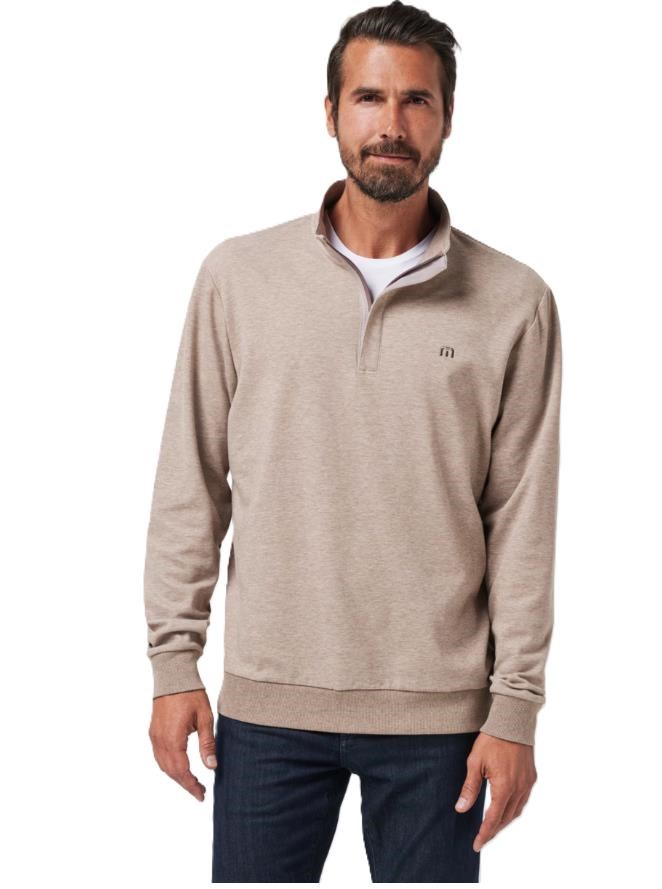 Travis Mathew CLOUD QUARTER ZIP 2.0 pánská fleecová mikina, béžová