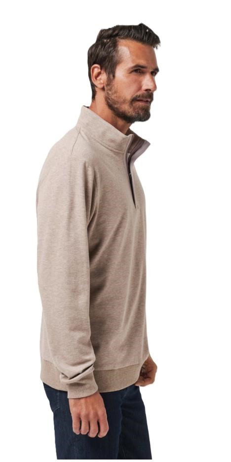 Travis Mathew CLOUD QUARTER ZIP 2.0 pánská fleecová mikina, béžová