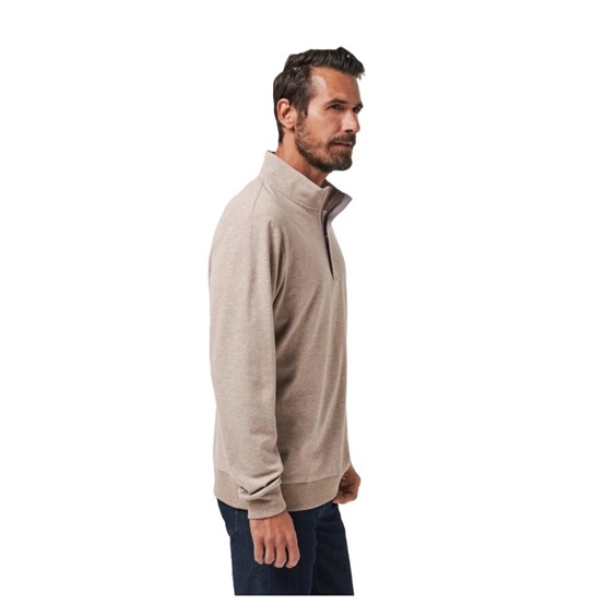 Travis Mathew CLOUD QUARTER ZIP 2.0 pánská fleecová mikina, béžová