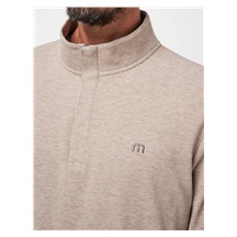 Travis Mathew CLOUD QUARTER ZIP 2.0 pánská fleecová mikina, béžová