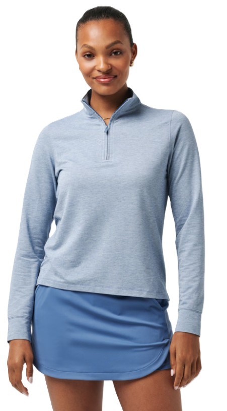 Travis Mathew Featherweightt Active zip long sleeve dámské polo, modré