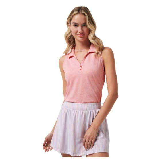 Travis Mathew Featherweight Active dámské polo bez rukávů, lososové