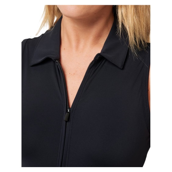 Travis Mathew Moveknit Sleeveless Polo golfové šaty, černé