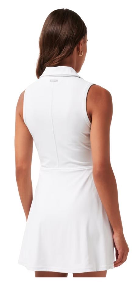 Travis Mathew Moveknit Sleeveless Polo golfové šaty, bílé