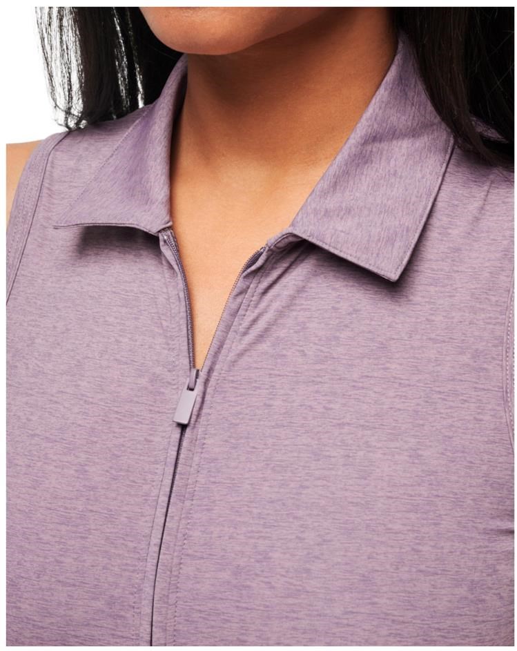 Travis Mathew Moveknit Sleeveless Polo golfové šaty, heather moonscape