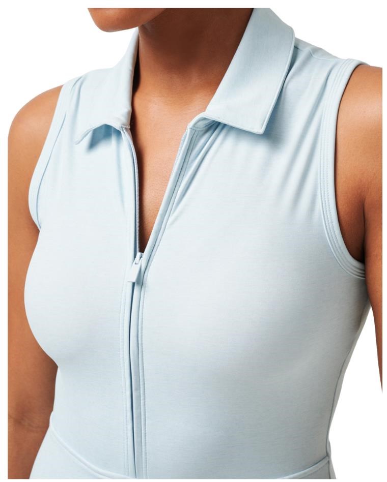 Travis Mathew Moveknit Sleeveless Polo golfové šaty, heather baby blue
