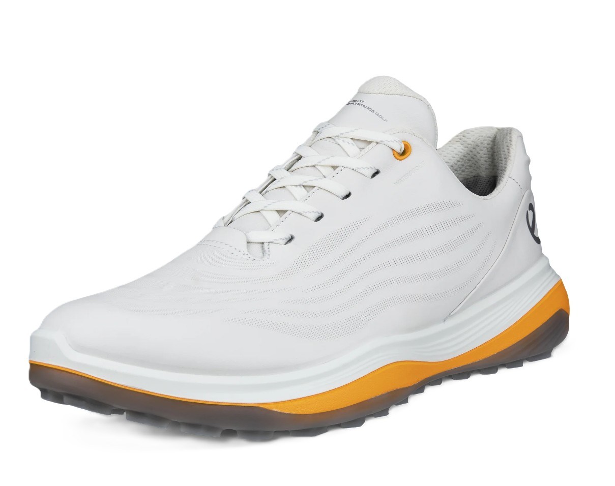 Ecco Lt1 pánské kožené golfové voděodolné boty, bílé