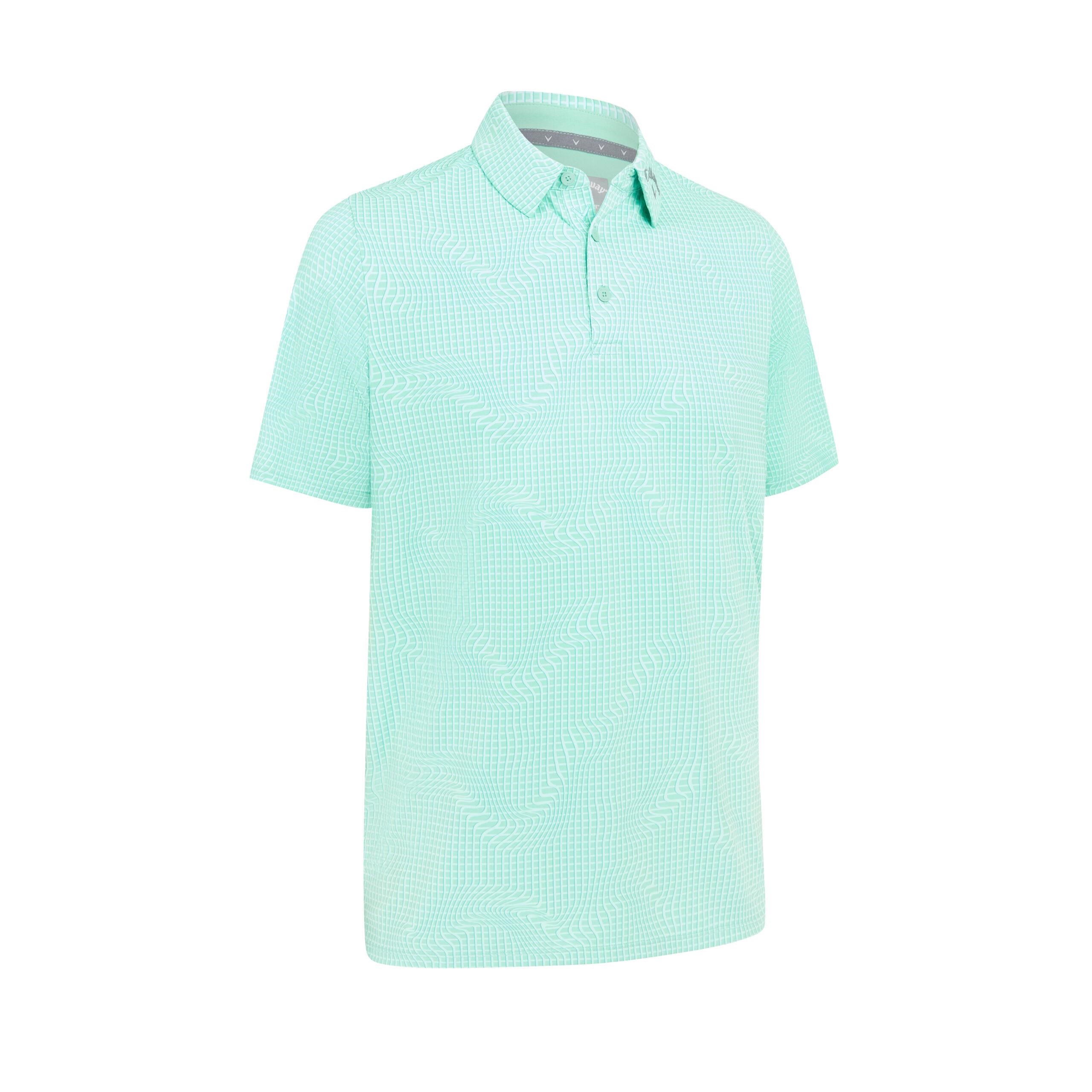 Callaway Warped Gingham Print pánské polo, neptune green