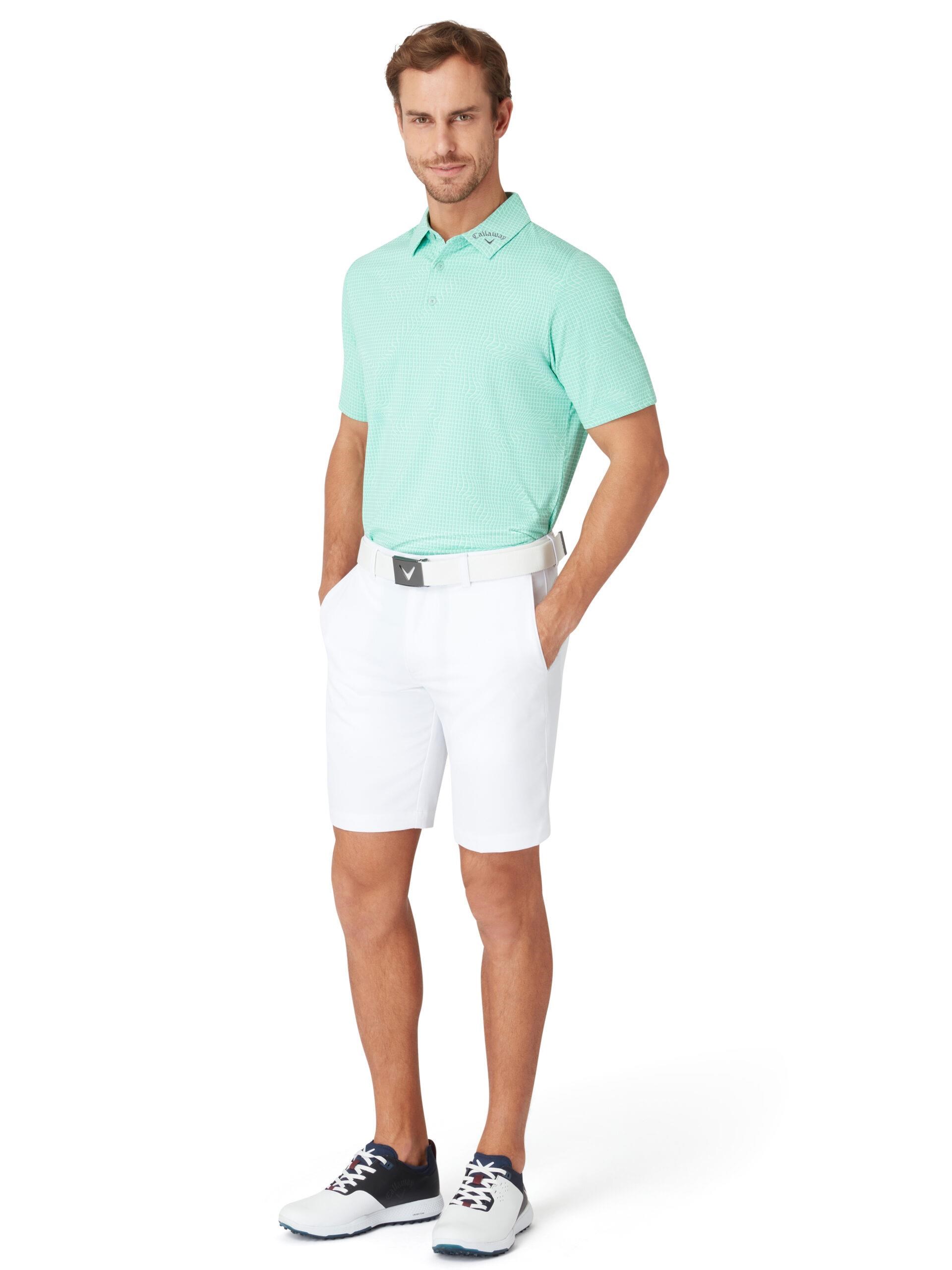 Callaway Warped Gingham Print pánské polo, neptune green