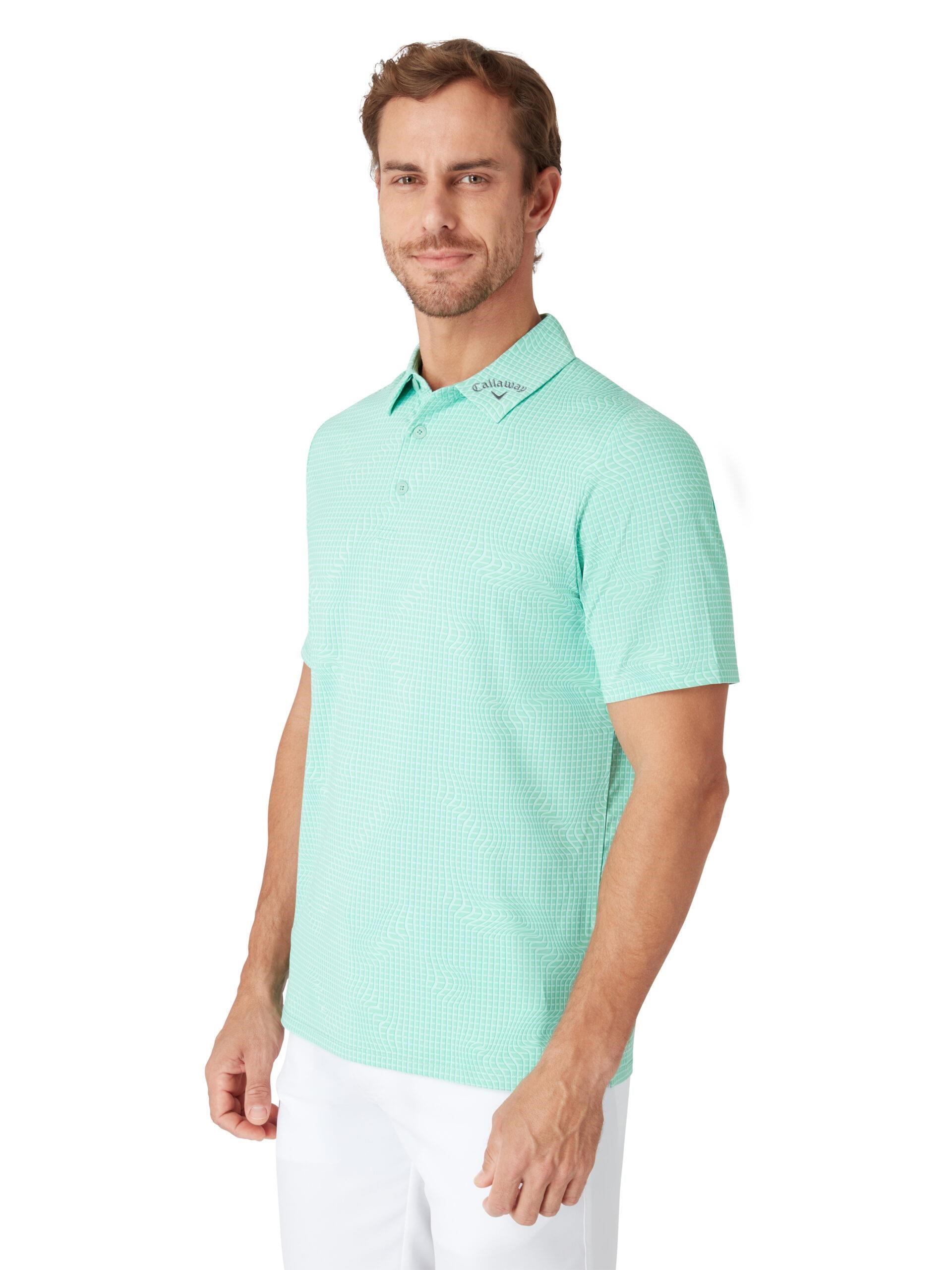 Callaway Warped Gingham Print pánské polo, neptune green