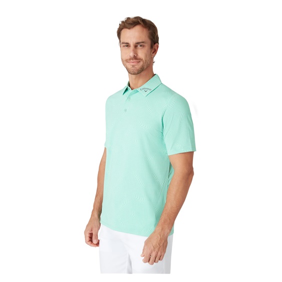 Callaway Warped Gingham Print pánské polo, neptune green