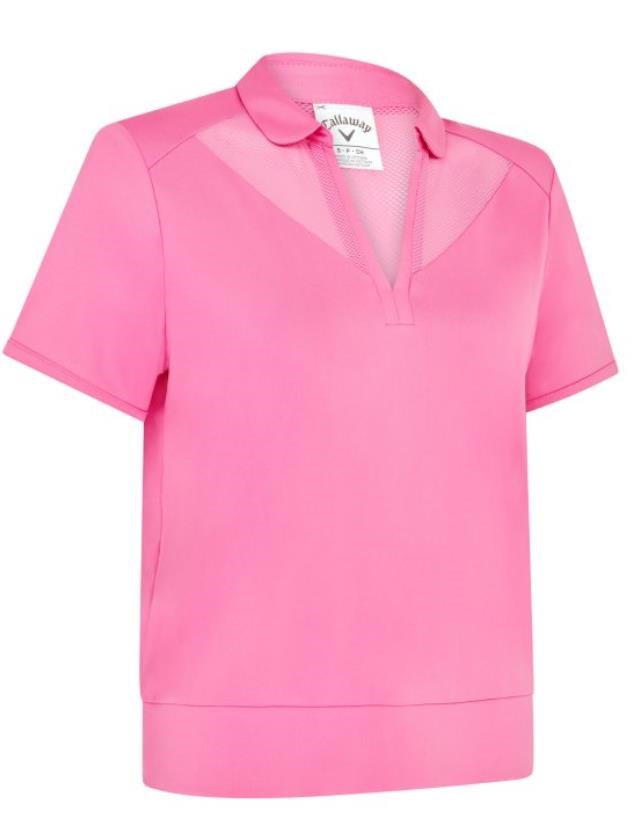 Callaway Waist Length Mesh Detail Short Sleeve dámské polo, cheeky pink