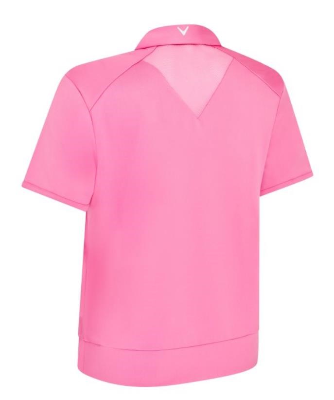 Callaway Waist Length Mesh Detail Short Sleeve dámské polo, cheeky pink