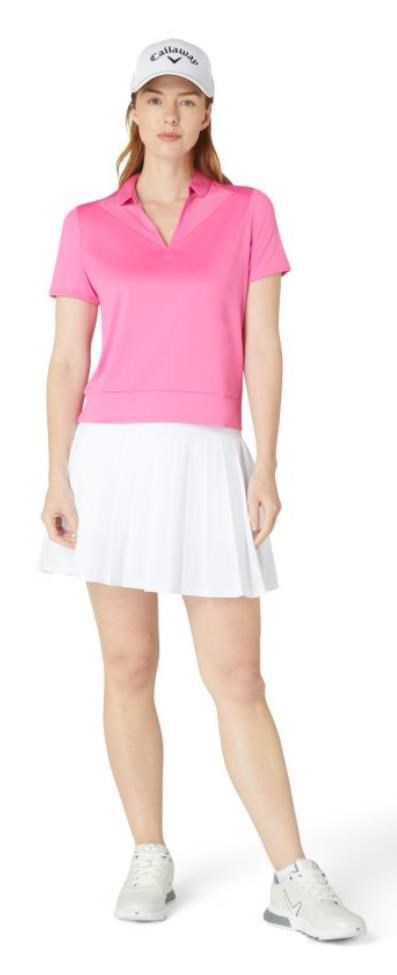 Callaway Waist Length Mesh Detail Short Sleeve dámské polo, cheeky pink