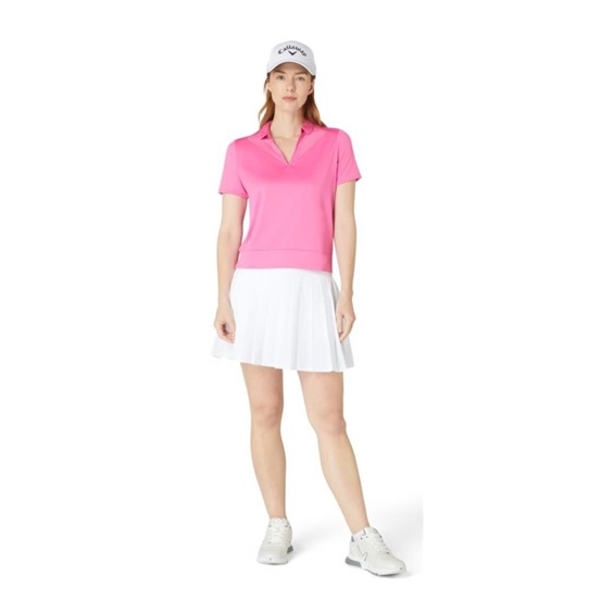 Callaway Waist Length Mesh Detail Short Sleeve dámské polo, cheeky pink