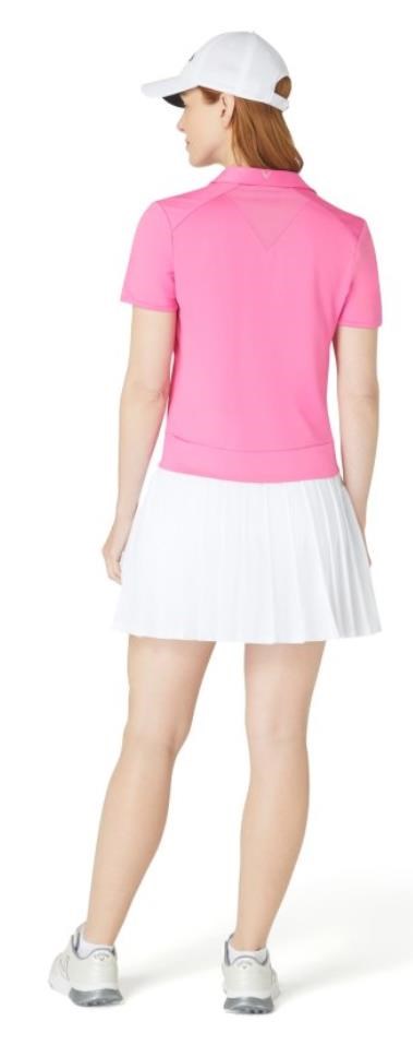 Callaway Waist Length Mesh Detail Short Sleeve dámské polo, cheeky pink