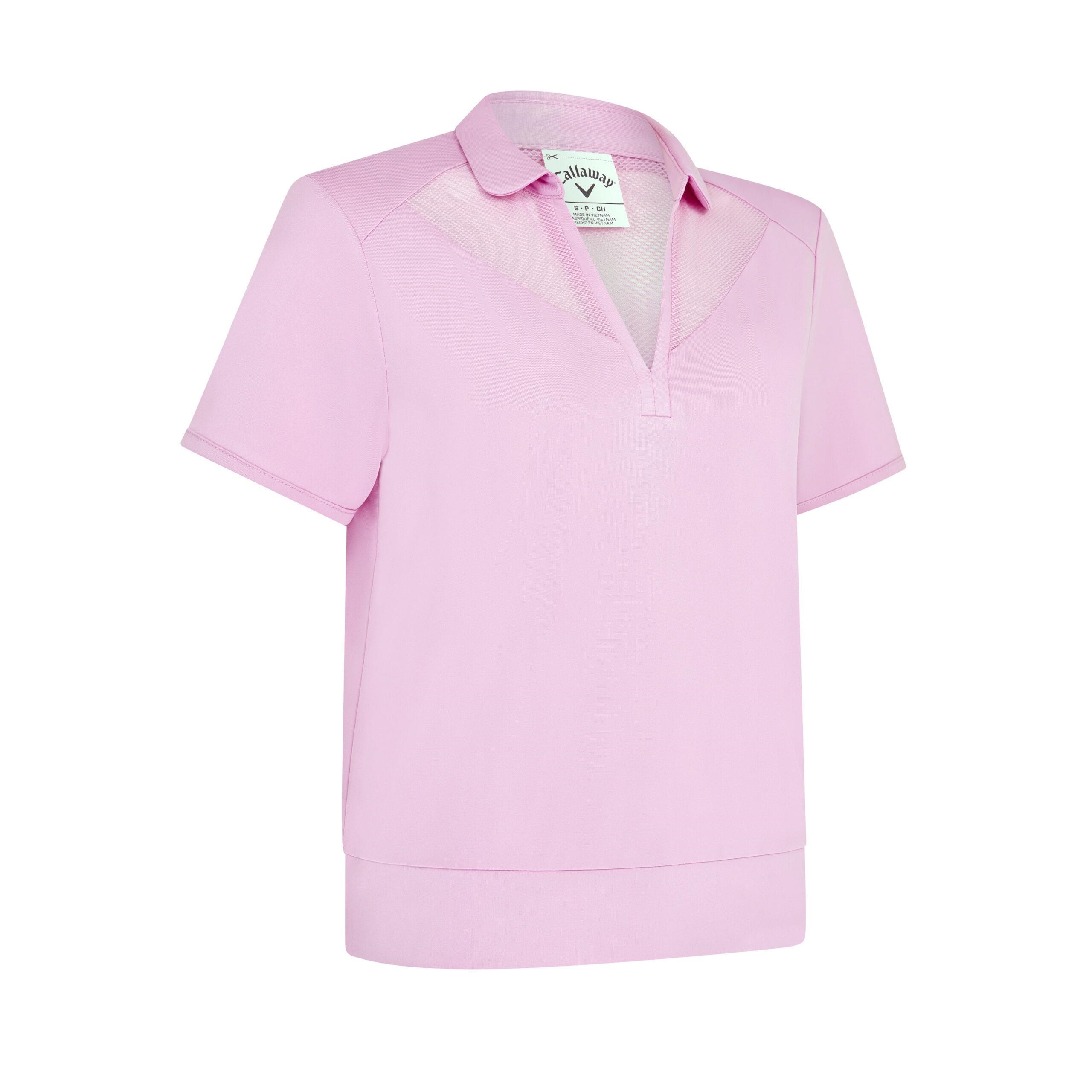 Callaway Waist Length Mesh Detail Short Sleeve dámské polo, růžové