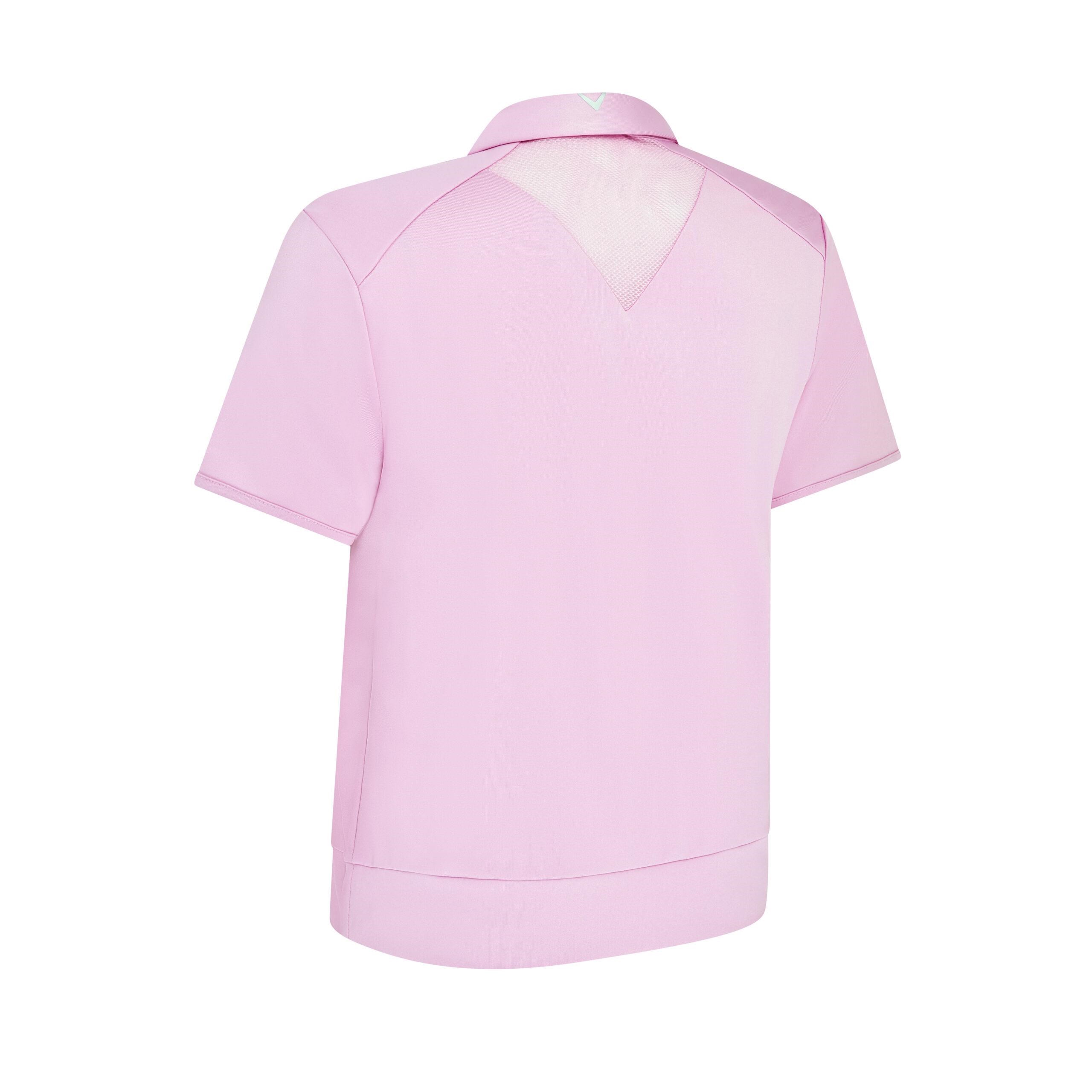 Callaway Waist Length Mesh Detail Short Sleeve dámské polo, růžové