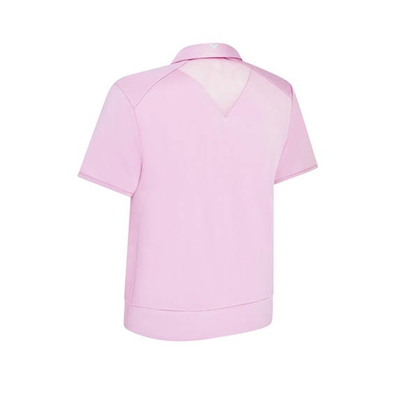 Callaway Waist Length Mesh Detail Short Sleeve dámské polo, růžové