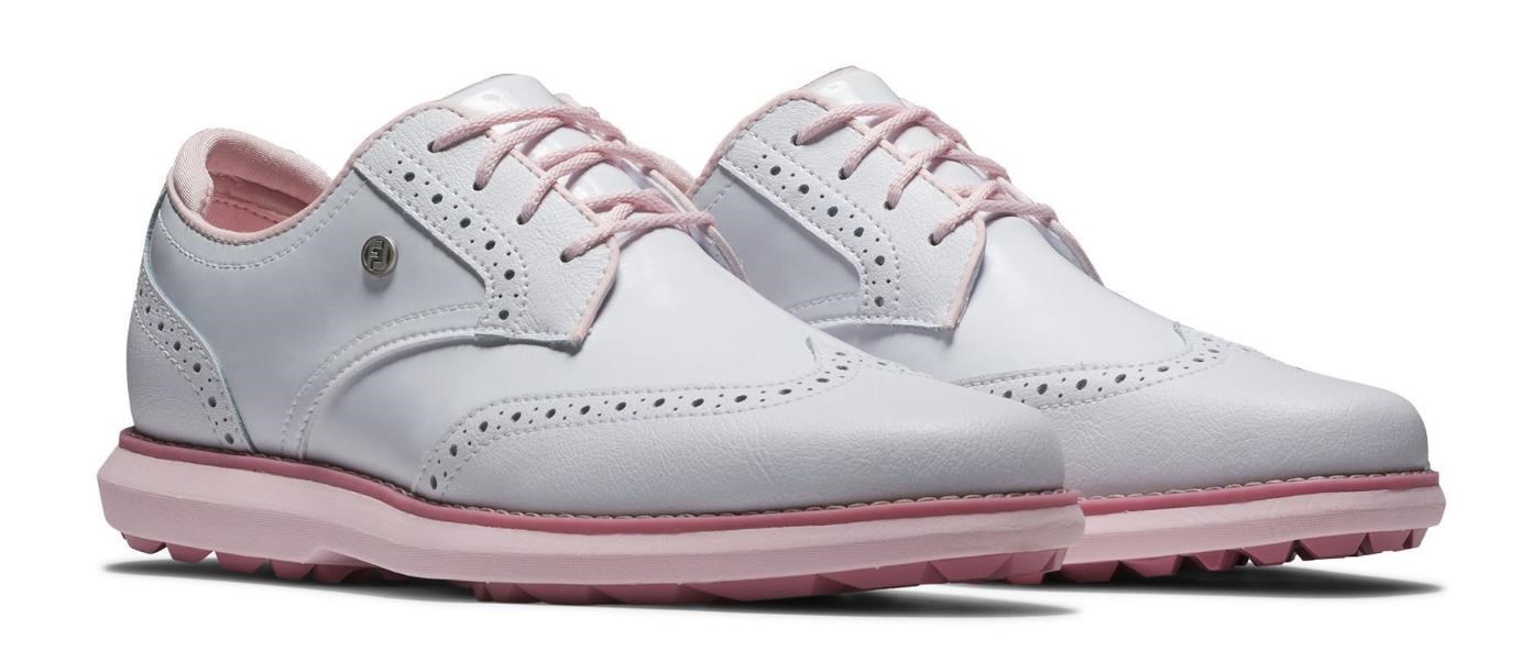 FootJoy Traditions Spikeless dámské golfové boty, bílo/růžové