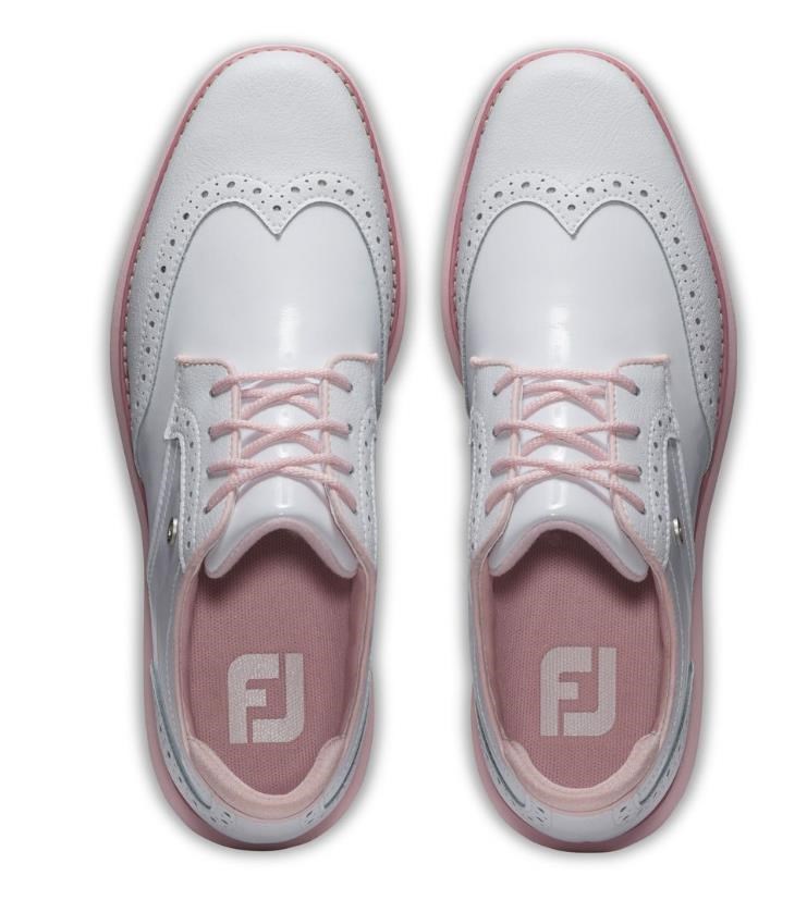FootJoy Traditions Spikeless dámské golfové boty, bílo/růžové